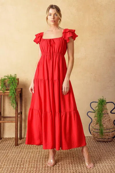 Truedames Get With It Woven Midi Dress In Red