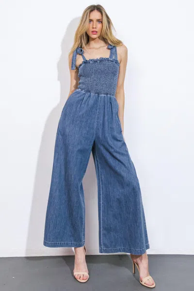 Truedames Getting It Done Denim Jumpsuit In Blue