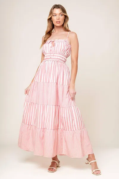 Truedames Gia Peony Pink Woven Maxi Dress In Multi