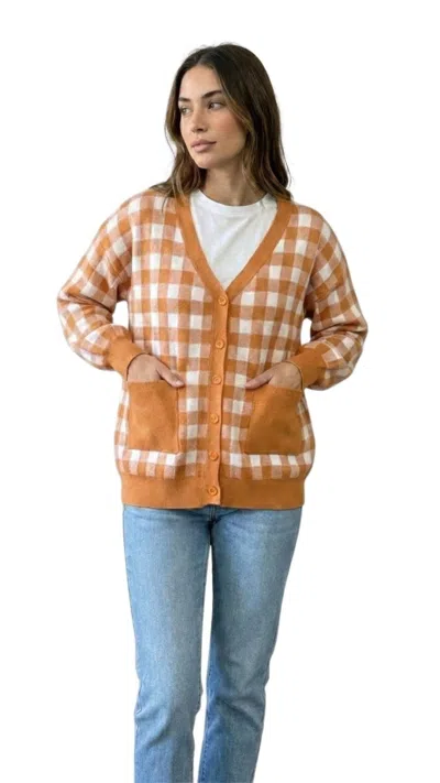 Truedames Gingham Cardigan Women's With V Neck And Pockets In Multi
