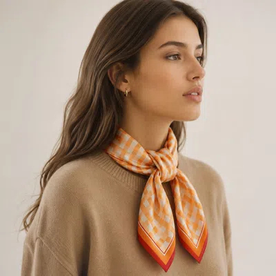 Truedames Gingham Pattern Fall Fashion Square Bandana Scarf In Gray