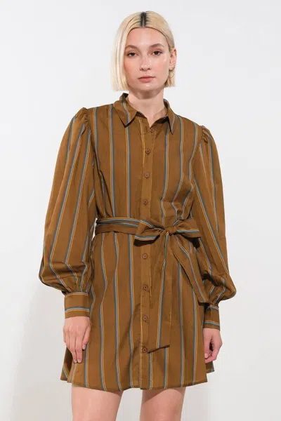 Truedames Give It A Go Woven Mini Dress In Brown
