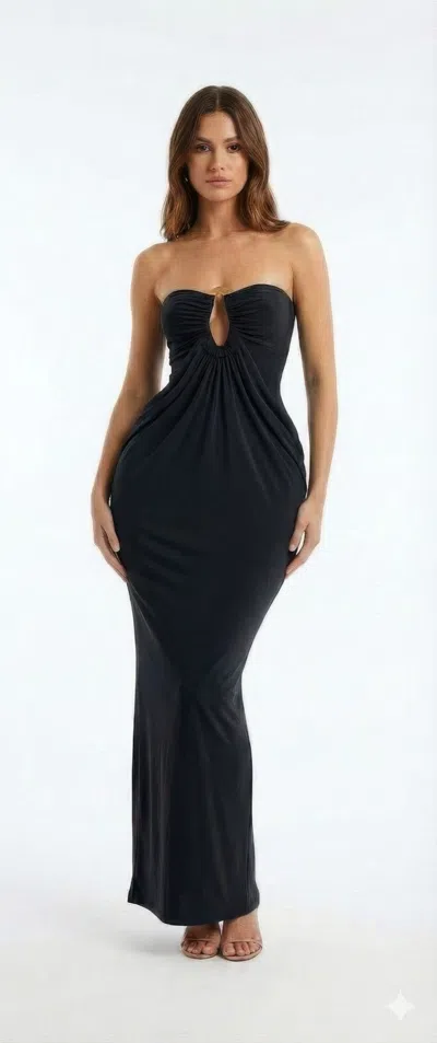 Truedames Glamour With Modern Construction Maxi Dress In Black