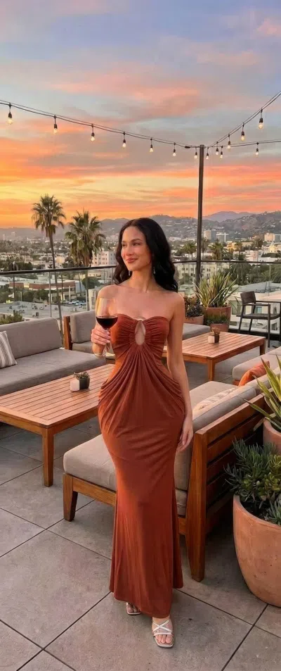 Truedames Glamour With Modern Construction Maxi Dress In Pink