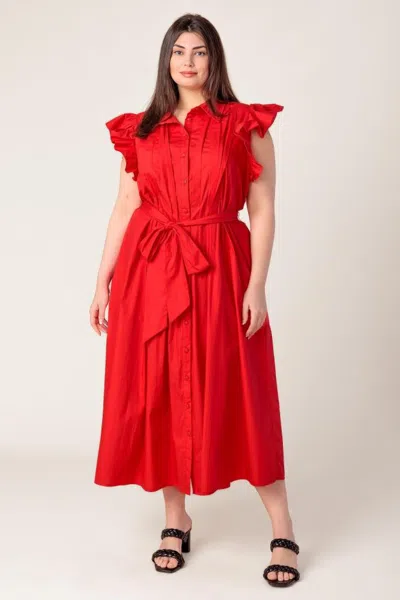 Truedames Glimpse In Time Woven Midi Dress In Red