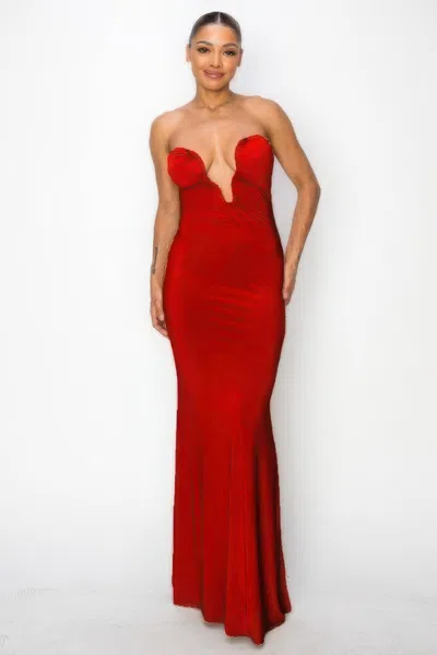 Truedames Glitter Ity Tube Maxi Dress In Red