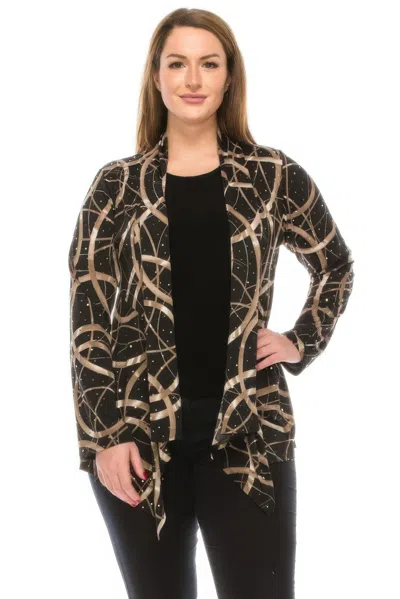Truedames Glitter Long Sleeve Cardigan Jacket In Animal Print
