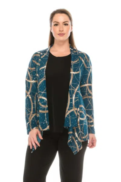 Truedames Glitter Long Sleeve Cardigan Jacket In Green