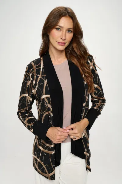 Truedames Glitter Long Sleeve Contrast Jacket In Black