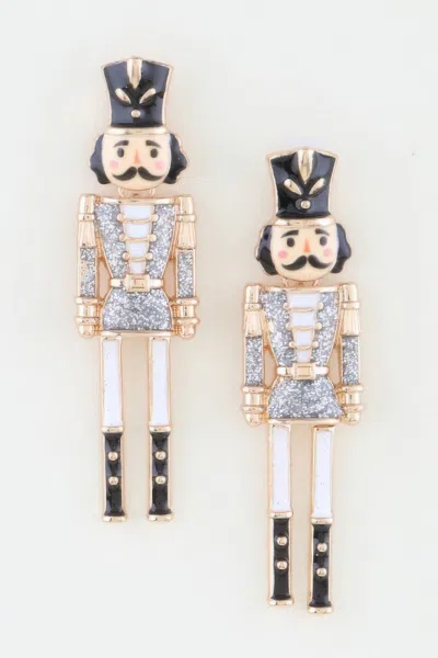 Truedames Glitter Nutcracker Drop Earrings In Gold