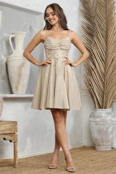 Truedames Glitter Satin Corset Short Homecoming Dress In White
