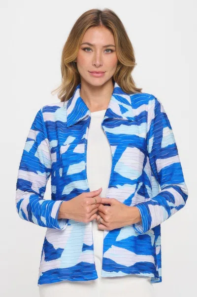 Truedames Glitter Wave Digital Print Jacket In Blue
