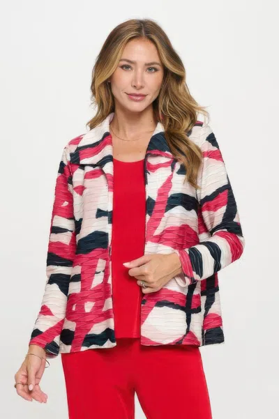 Truedames Glitter Wave Digital Print Jacket In Pink