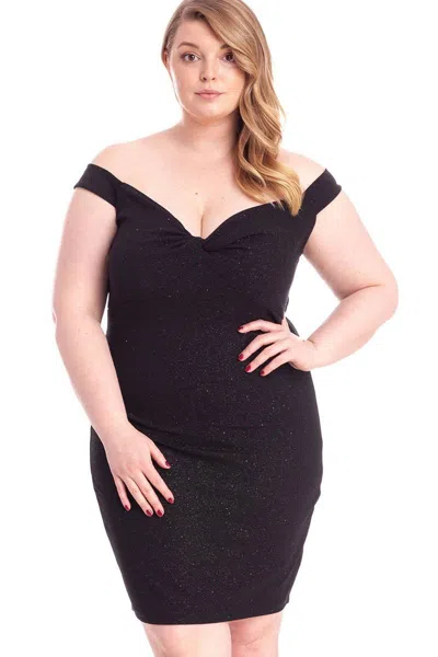 Truedames Glittered Off Shoulder Mini Dress In Black