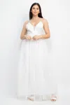Truedames Glittered Straps Mesh Tulle Maxi Dress In White