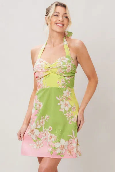 Truedames Glow Blossom Woven Mini Dress In Yellow