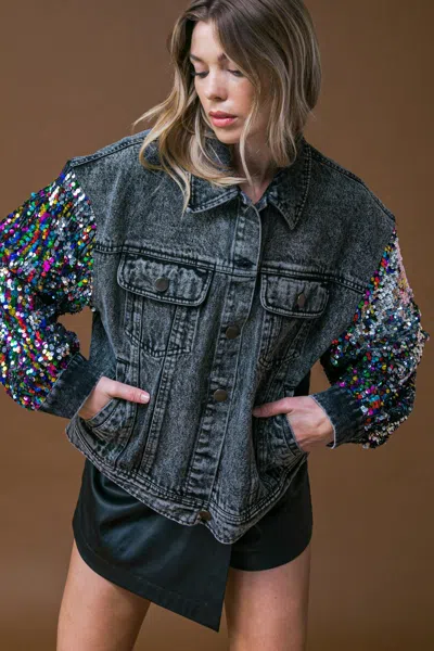 Truedames Going There Washed Denim Jacket In Black