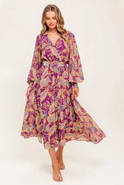 Truedames Going With Elegance Woven Midi Dress In Purple