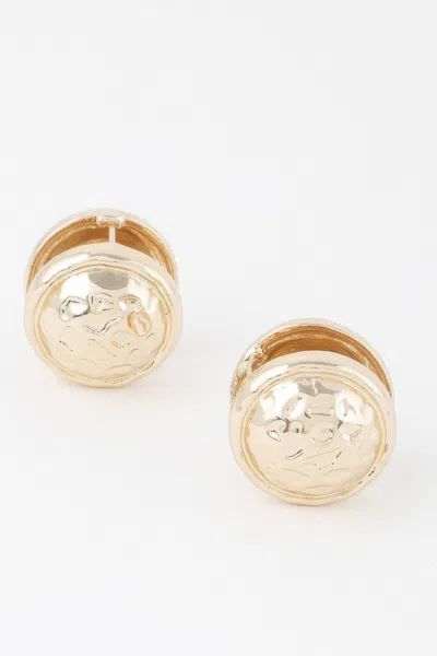 Truedames Gold Circle Pleated Button Clip On Earrings