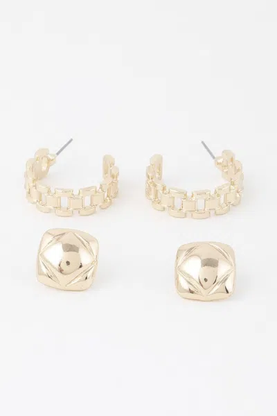 Truedames Gold Link Cuff Earrings Set