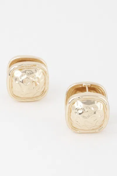 Truedames Gold Square Pleated Button Clip On Earrings