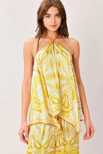 Truedames Golden Swirl Woven Hanky Top In Yellow