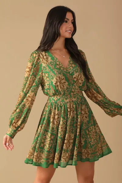 Truedames Got Me Wondering Woven Mini Dress In Green
