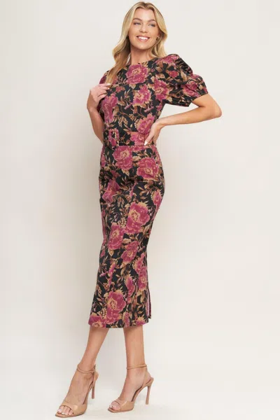 Truedames Gothic Rose Woven Midi Dress In Multi