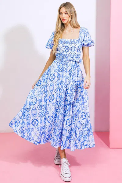Truedames Gotta Get Going Woven Midi Dress In Blue