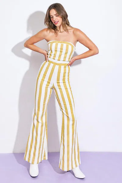 Truedames Graceful Appearance Twill Jumpsuit In Yellow