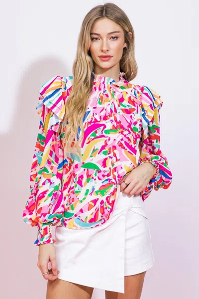 Truedames Graceful Impression Woven Top In Multi