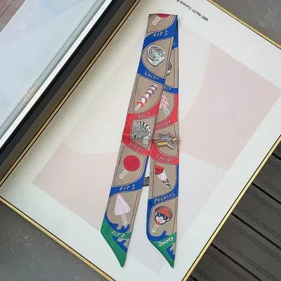 Truedames Graphic Icon Print Silky Twilly Skinny Scarf In Multi