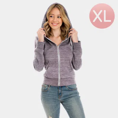 Truedames Grey Zip Up Hoodies Sweater In Purple