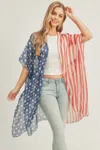 Truedames Half N Half American Flag Kimono In Multi