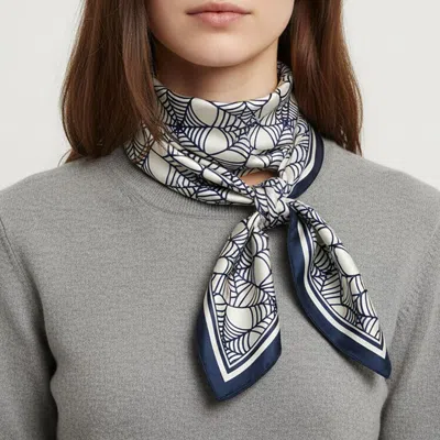 Truedames Halloween Geometric Spider Web Pattern Square Bandana Scarf In Blue
