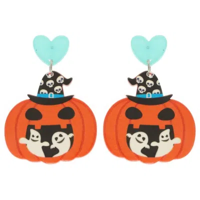 Truedames Halloween Ghost And Pumpkin Post Dangle Earrings In Red