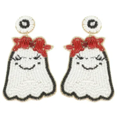 Truedames Halloween Ghost Seed Beaded Post Earrings In Multi