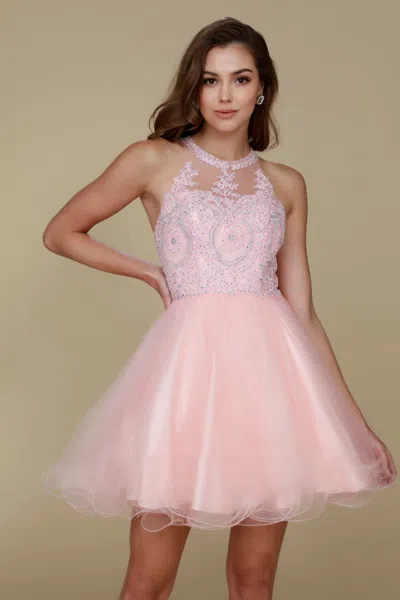 Truedames Halter Fit & Flare Short Bridesmaids Dress In Gold