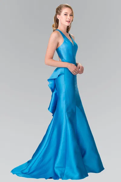 Truedames Halter Mikado Mermaid Prom Dress In Blue