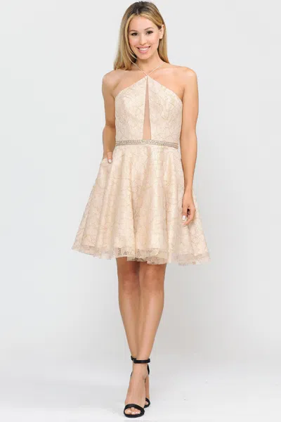 Truedames Halter Neckline Bridesmaids Dresses In Neutral