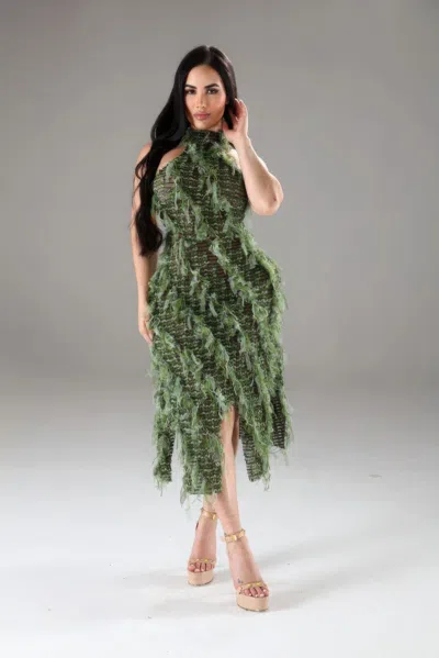 Truedames Halter Ruffled Dress In Green