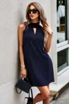 Truedames Halter Sleeveless Loose Fit Solid Dress In Blue