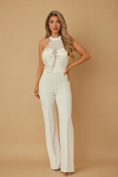 Truedames Halter Style Jumpsuit With Drag Chain In Brown