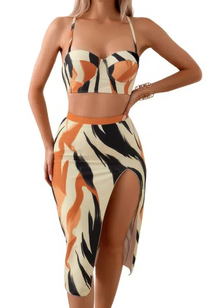 Truedames Halter Two Pieces Cross Back Knot Wrap Swimsuit In Multi