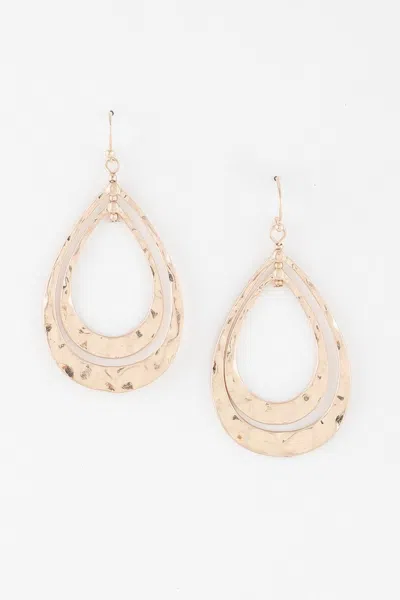 Truedames Hammered Double Teardrop Earrings In Gold