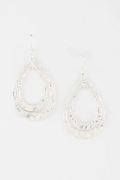 Truedames Hammered Double Teardrop Earrings In White