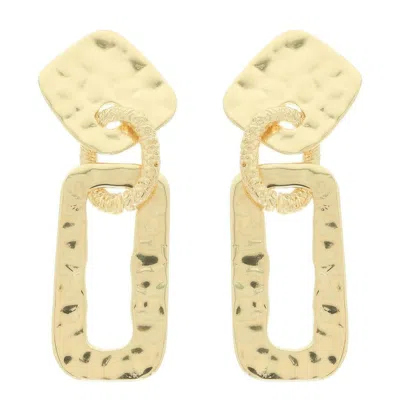 Truedames Hammered Geometric Door Knocker Post Earrings In Gold