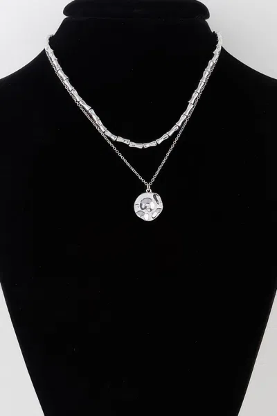 Truedames Hammered Plate Chain Necklace In Silver