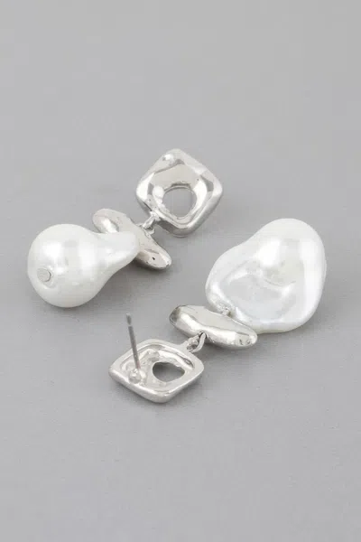 Truedames Hammered Stone Drop Earrings In Silver