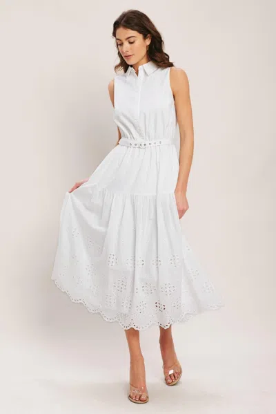 Truedames Hamptons Summer Woven Midi Dress In White